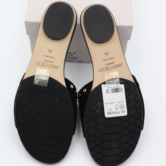 New Jimmy Choo Black Nanda Studded Slide Sandals - Picture 7 of 8